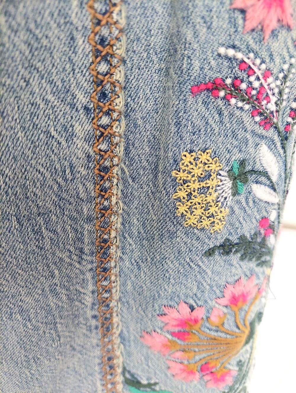 Desigual Jeans With Flower Topstitching SS26 Collection (Size 34/US 2) NWT - Picture 6 of 15